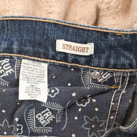 True Craft Men's Distressed Straight Jeans Sz 34x32 - Picture 9 of 9